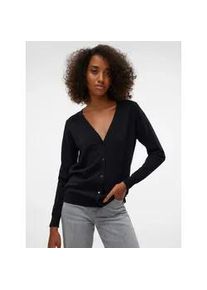 V&eacute;ro Moda Strickjacke VERO MODA "VMSILJE LS V-NECK CARDIGAN GA NOOS", Damen, Gr. XL, schwarz, Feinstrick, Obermaterial: 77% Viskose, 23% Polyester, unifarben, Basic, loose fit h&uuml;ftbedeckend, V-Ausschnitt, Strickb&uuml;ndchen, Strickjacken Strickjacke