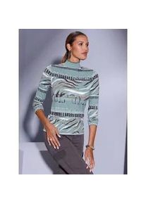 CR&Eacute;ATION L Stehkragenshirt CREATION L "Stehkragen-Shirt", Damen, Gr. 48, gr&uuml;n (jade, graphit, bedruckt), 95% Viskose, 5% Elasthan, gemustert, Shirts Stehkragenshirt