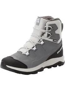 Winterstiefel Salomon "OUTFROST TS CSWP W", Damen, Gr. 40, grau (gray violet, castleroc, schwarz), Synthetik, Textil, Schuhe Winterstiefel, Snowboots, Winterboots, Winterschuhe, wasserdicht und gef&uuml;ttert