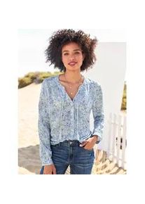 Crinklebluse Heine, Damen, Gr. 48, gr&uuml;n (kalkmint, graphit, bedruckt), 100% Viskose, Paisley, gemustert, Rundhals, Blusen, Topseller