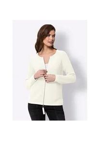 Strickjacke Heine, Damen, Gr. 34, beige (ecru), 100% Baumwolle, unifarben, Strickjacken Strickjacke