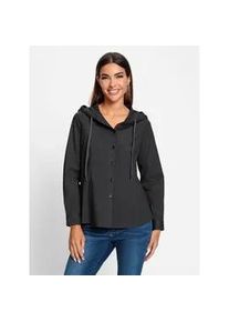 Langarmbluse Heine, Damen, Gr. 40, schwarz, 97% Baumwolle, 3% Elasthan, unifarben, Rundhals, Blusen