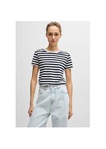 T-Shirt BOSS ORANGE "Esla Striped Premium Damenmode", Damen, Gr. XL (42), bunt (open miscellaneous 992), Single Jersey, Obermaterial: 100% Baumwolle, gestreift, regular fit h&uuml;ftbedeckend, Rundhals, eng normaler Saum, Shirts T-Shirt, Premium Damenmode, im gestreiften Design