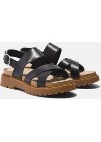 Sandale Timberland "Clairemont Way CROSS STRAP SANDAL", Damen, Gr. 36 (5,5), schwarz (blk full gra), Leder, Schuhe Sandale