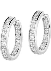 Paar Creolen Firetti "Schmuck Geschenk Silber 925 Ohrschmuck Ohrringe", silber (silberfarben, kristallwei&szlig;, kristallwei&szlig;), Ohrringe, Damen, 18mm, Silber 925 (Sterlingsilber), Made in Germany - mit Zirkonia (synth.)