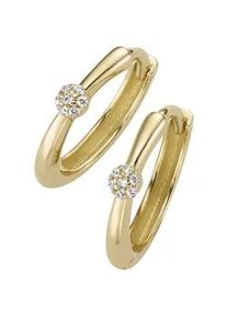 Paar Creolen Luigi Merano "mit Zirkonia, Gold 375", gold, Ohrringe, Damen, Gelbgold 375