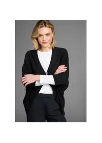 Strickjacke Laura Scott, Damen, Gr. 52/54, schwarz, Strick, Obermaterial: 50% Baumwolle, 50% Polyacryl, unifarben, Basic, oversize h&uuml;ftbedeckend, V-Ausschnitt, Strickjacken Strickjacke, oversized, mit Verschluss und 3/4 &Auml;rmeln