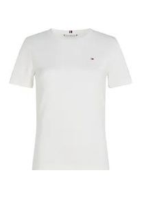 Rundhalsshirt Tommy Hilfiger Curve "CRV SLIM CODY C-NK SS", Damen, Gr. 50, beige (ecru), Single Jersey, Obermaterial: 100% Baumwolle, unifarben, slim fit, Rundhals, Shirts Rundhalsshirt, in Gro&szlig;en Gr&ouml;&szlig;en, mit Rundhals