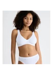 Soft-BH Sloggi "Basic+", Damen, Gr. 80, Cup A, wei&szlig;, Single Jersey, Obermaterial: 80% Baumwolle, 18% Elasthan, 2% Polyamid, unifarben, Basic, BHs Soft-BH, perfekter Sitz, ohne B&uuml;gel, ohne Einlagen, tiefer V-Ausschnitt
