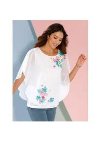 Georgettebluse Classic Basics, Damen, Gr. 40, pink (wei&szlig;, pink, bedruckt), 100% Polyester, gebl&uuml;mt, gemustert, Rundhals, Blusen