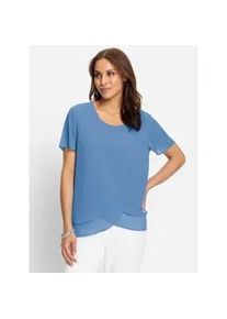 Georgettebluse Lady, Damen, Gr. 38, blau (himmelblau), 100% Polyester, unifarben, Rundhals, Blusen