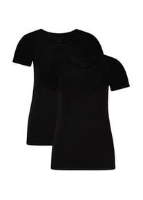 Unterhemd Bamboo basics "T-Shirt KATE 2er Pack", Damen, Gr. XL, N-Gr, schwarz, Obermaterial: 68% Viskose CV. 28% Baumwolle CO. 4% Elasthan EL., Unterhemden Unterhemd