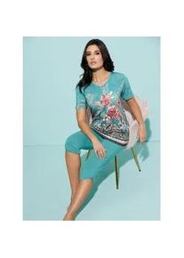 w&auml;schepur Capri-Pyjama W&Auml;SCHEPUR, Damen, Gr. 40/42, gr&uuml;n (salbei, bedruckt), 95% Viskose, 5% Elasthan, Homewear-Sets