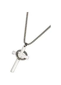 Kette mit Anh&auml;nger Firetti "Schmuck Geschenk Edelstahl Halsschmuck Halskette Kreuz", silber (silberfarben, grau), Halsketten, Damen, Edelstahl, L: 60 B: 3mm, Made in Germany, B:3mm