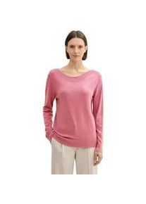 Longpullover Tom Tailor, Damen, Gr. S (36), rosa (wine rose melange), Obermaterial: 85% Viskose, 15% Polyamid, meliert, regular fit taillenbedeckt, U-Boot-Ausschnitt, Rippb&uuml;ndchen, Pullover Longpullover, mit Rippb&uuml;ndchen