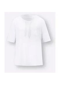 Kurzarmshirt Classic Basics "Kurzarm-Shirt", Damen, Gr. 44, wei&szlig;, 100% Baumwolle, bedruckt, gemustert, metallic, Rundhals, Shirts