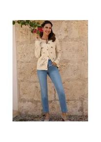 Strickjacke Classic Basics, Damen, Gr. 48, beige (sand), 100% Polyacryl, gebl&uuml;mt, gemustert, mehrfarbig, Strickjacken Strickjacke