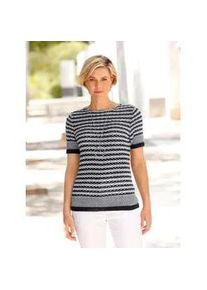 Kurzarmpullover Casual Looks "Pullover", Damen, Gr. 42, blau (marine, wei&szlig;, gemustert), 100% Polyacryl, gemustert, mehrfarbig, Pullover
