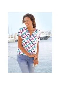 Schlupfbluse Casual Looks, Damen, Gr. 36, bunt (fuchsia, grasgr&uuml;n, kariert), 100% Viskose, gemustert, mehrfarbig, Rundhals, Blusen Schlupfbluse