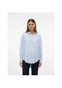 V&eacute;ro Moda Langarmbluse VERO MODA "VMNORA LS OVERSIZE SHIRT WVN GA NOOS", Damen, Gr. XS, wei&szlig; (hellwei&szlig; stripes:nok blau jasper), Web, Obermaterial: 53% Polyester, 47% Viskose, gestreift, oversize Po-bedeckend, Blusen