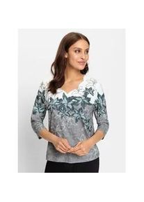 Print-Shirt Lady "Shirt", Damen, Gr. 36, blau (petrol, schwarz, bedruckt), 95% Polyester, 5% Elasthan, gebl&uuml;mt, gemustert, mehrfarbig, Shirts