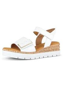 Keilsandalette Gabor "GENUA", Damen, Gr. 38, wei&szlig;, Kalbsleder, unifarben, Schuhe, Keilabsatz, Sommerschuh, Sandale mit Klettverschl&uuml;ssen, Weite G