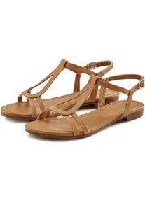 Sandale Vivance "Sommerschuh", Damen, Gr. 37, braun (camelfarben), Obermaterial: 100% Lederimitat. Decksohle: 100% Lederimitat. Futter: 100% Lederimitat. Laufsohle: 100% Synthetik, unifarben, Schuhe Sandale, Sandalette, Sommerschuh mit raffinierten Riemchen VEGAN