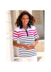 Poloshirt Casual Looks "Poloshirt", Damen, Gr. 38, pink (ecru, fuchsia, geringelt), 100% Baumwolle, gemustert, mehrfarbig, Shirts