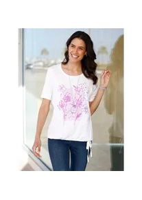 Rundhalsshirt Inspirationen "Kurzarm-Shirt", Damen, Gr. 52, lila (ecru, orchidee, bedruckt), 50% Baumwolle, 50% Modal, gebl&uuml;mt, gemustert, unifarben, Rundhals, Shirts Rundhalsshirt