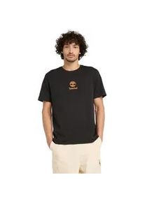 T-Shirt Timberland "Print Stack Logo Short Sleeve Tee", Damen, Gr. 3XL, schwarz, Single Jersey, Obermaterial: 100% Baumwolle, unifarben, Rundhals, Shirts T-Shirt, sportlicher Schnitt, Kurzarm, f&uuml;r Sportmode und Casualmode