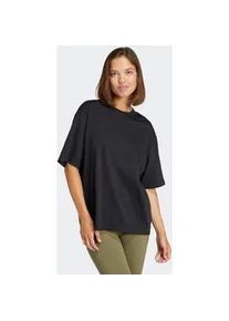 T-Shirt Adidas SPORTSWEAR "ESSENTIALS CONTEMPORARY LOGO BOYFRIEND", Damen, Gr. M, schwarz, Obermaterial: 100% Baumwolle, normal, Rundhals, Shirts T-Shirt