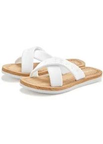 Badepantolette ELBSAND "Badelatsche,Badeschuhe, Badeschlappe, Sandale, Sommerschuh, Pantolette", Damen, Gr. 37, wei&szlig;, Obermaterial: 100% Textilmaterial. Decksohle: 100% Synthetik. Futter: 100% Textilmaterial. Laufsohle: 100% Synthetik, unifarben, Basic, Schuhe, Zehentrenner mit wasserabweisender und ultraleichter Sohle VEGAN