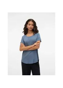 V&eacute;ro Moda Blusenshirt VERO MODA "VMBELLA SS TOP WVN GA NOOS", Damen, Gr. L, blau (china blau), Web, Obermaterial: 97% Viskose, 3% Elasthan, unifarben, regular fit h&uuml;ftbedeckend, Rundhals, Shirts Blusenshirt, Viskosemischung, abgerundeter Saum