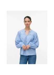 V&eacute;ro Moda Blusenshirt VERO MODA "VMNIKA LS TOP WVN GA NOOS", Damen, Gr. XS, wei&szlig; (cashmere blau stripes:hellwei&szlig;), Web, Obermaterial: 100% Baumwolle, gestreift, Rundhals, Shirts Blusenshirt