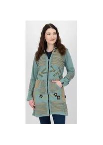 Fleecejacke DEPROC ACTIVE "Patchwork NUNAVUT LONG WMN", Damen, Gr. 40 (M), gr&uuml;n (moos), 100% Baumwolle, Jacken Fleecejacke, auch in Gro&szlig;en Gr&ouml;&szlig;en erh&auml;ltlich