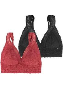 Bralette Dorina "Lana", Damen, Gr. XS, N-Gr, rot (coral, schwarz), Spitze, Obermaterial: 69% Polyamid, 23% Polyester, 8% Elasthan, unifarben, BHs Bralette, ohne B&uuml;gel, florale Spitze, breites Unterbrustband