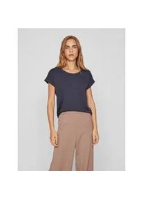 Rundhalsshirt Vila "VIDREAMERS NEW PURE T-SHIRT/SU-NOOS", Damen, Gr. L, blau (total eclipse), Jersey, Obermaterial: 50% Baumwolle, 50% Polyester, unifarben, regular fit normal, Rundhals, Shirts Rundhalsshirt, Basic Damen-T-Shirt mit Rundhalsausschnitt und umgeschlagenen &Auml;rmeln
