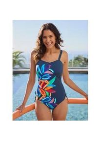 Badeanzug feel good, Damen, Gr. 50, Cup B, blau (dunkelblau, aqua), Elasthan, Polyamid, Badeanz&uuml;ge Badeanzug