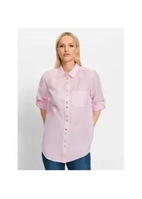 Longbluse Heine, Damen, Gr. 48, rosa (hellros&eacute;), 55% Baumwolle, 45% Leinen, unifarben, Blusen Longbluse, Topseller
