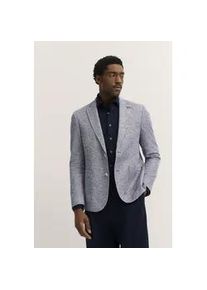 Sakko Bugatti, Herren, Gr. 56, blau (380, marine), 53% Baumwolle, 45% Polyester, 2% Elasthan, unifarben, normal, Manschette, Sakkos Sakko, mit Stretch & Struktur