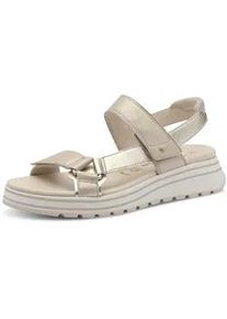 Keilsandalette Tamaris, Damen, Gr. 37, champagner kombiniert, Ziegenveloursleder, unifarben mit Farbeinsatz, Schuhe, Trekkingsandale, Riemchensandale mit verstellbaren Klettverschl&uuml;ssen