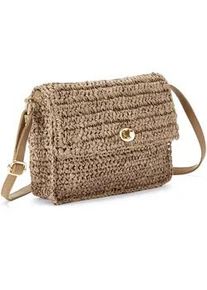 Umh&auml;ngetasche Vivance "Handtasche", Damen, Gr. B/H/T: 23cm x 19cm x 5cm, grau (taupe), Papierstroh, unifarben, Taschen Umh&auml;ngetasche, Minibag, Henkeltasche, Bast-Optik, Sommertasche, Crossbody Bag