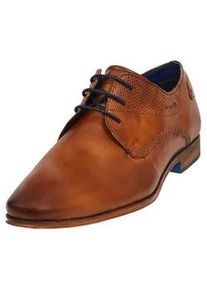 Schn&uuml;rschuh Bugatti, Herren, Gr. 44, braun (cognac), Leder, used, festlich, Schuhe Schn&uuml;rschuh, Blockabsatz, Abendschuh, Businessschuh in eckiger Karreeform
