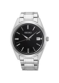 Quarzuhr Seiko, silber (silberfarben, schwarz), Armbanduhren, Damen, Quarzuhr, Armbanduhr, Herrenuhr, Damenuhr, Datum, Saphirglas, Edelstahlarmband