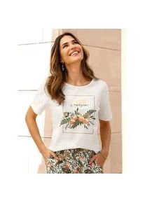 Kurzarmshirt Classic Basics "Rundhals-Shirt", Damen, Gr. 40, orange (ecru, papaya), 100% Baumwolle, bedruckt, gemustert, unifarben, Rundhals, Shirts