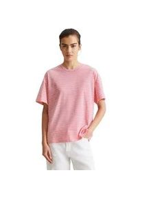 Marc O'Polo T-Shirt MARC O'POLO DENIM, Damen, Gr. XS, bunt (medium pink_multi_01), Single Jersey, Obermaterial: 100% Baumwolle, relaxed fit h&uuml;ftlang, Rundhals, Shirts T-Shirt, geringelt, Rundhals, relaxed fit