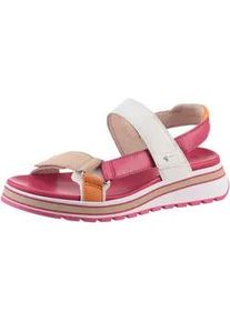 Keilsandalette Tamaris, Damen, Gr. 40, pink (fuchsia kombiniert), Leder, Lederimitat, Veloursleder, kontrastfarbene Details, Schuhe, Trekkingsandale, Riemchensandale mit verstellbaren Klettverschl&uuml;ssen