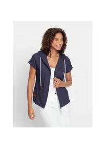 Shirtjacke Casual Looks "Sweatjacke", Damen, Gr. 52, blau (marine), 100% Baumwolle, unifarben, Shirts Shirtjacke