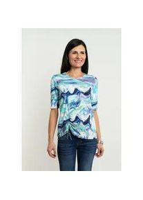 Kurzarmshirt Seidel Moden, Damen, Gr. 48, aqua,60, Jersey, Obermaterial: 94% Viskose, 6% Elasthan, bedruckt, regular fit taillenbedeckt, Rundhals, gerader Abschluss, Shirts, mit All-Over Print, MADE IN GERMANY