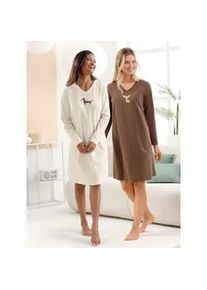 w&auml;schepur Sleepshirt W&Auml;SCHEPUR "Sleepshirts", Damen, Gr. 40/42, Normalgr&ouml;&szlig;en, braun (champagner, braun), 100% Baumwolle, bedruckt, gemustert, mehrfarbig, Kleider Sleepshirt